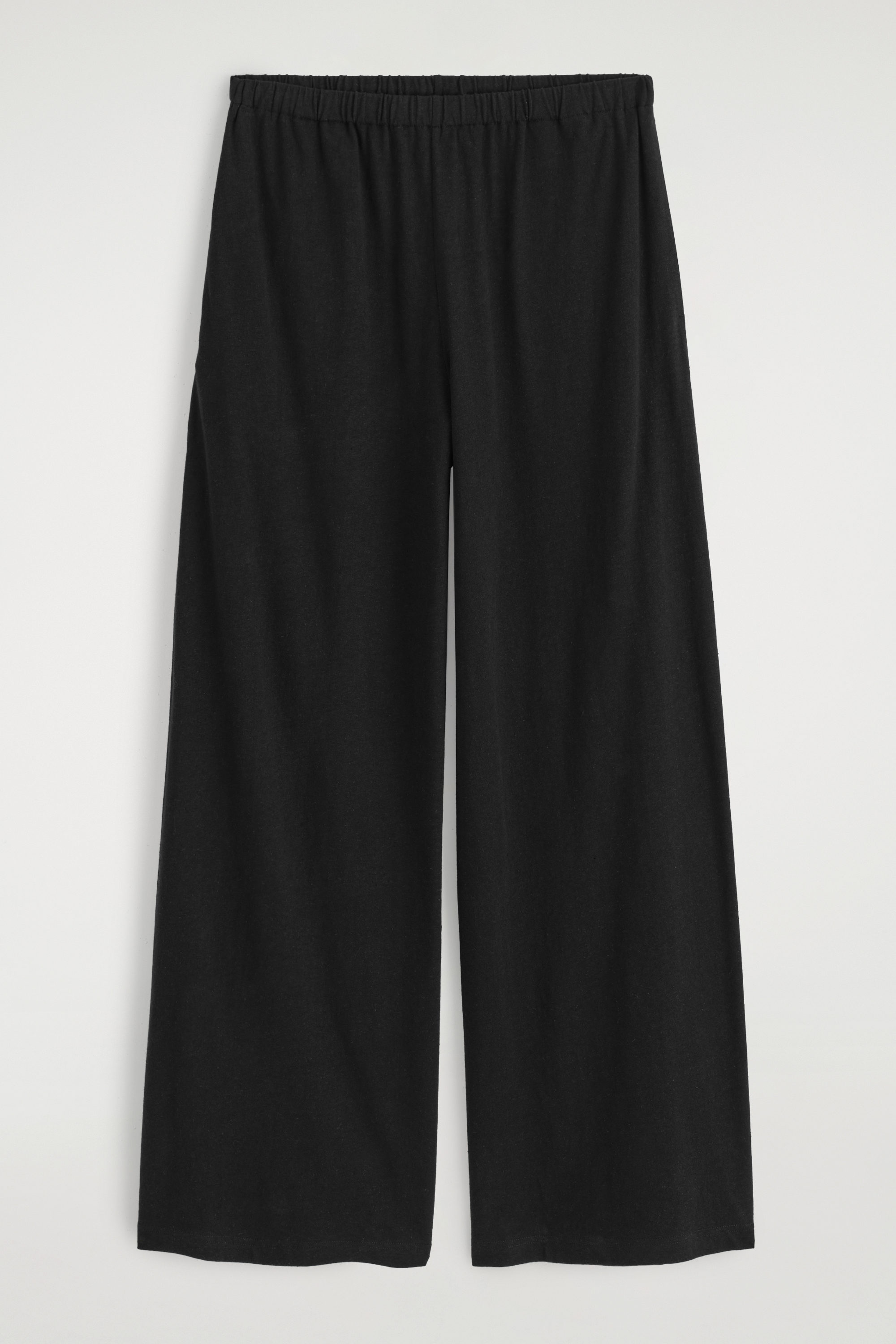 COTTON-LINEN WIDE-LEG TROUSERS - BLACK | COS