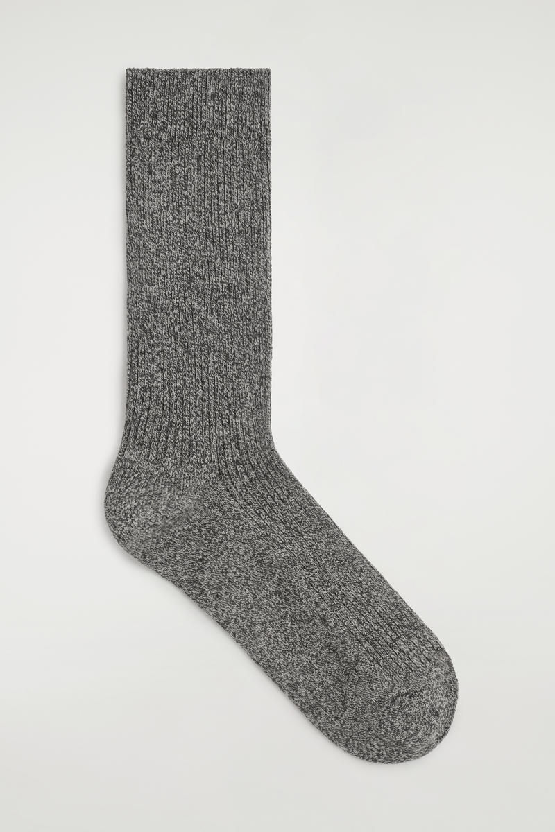 Cos Ribbed Socks In Brown