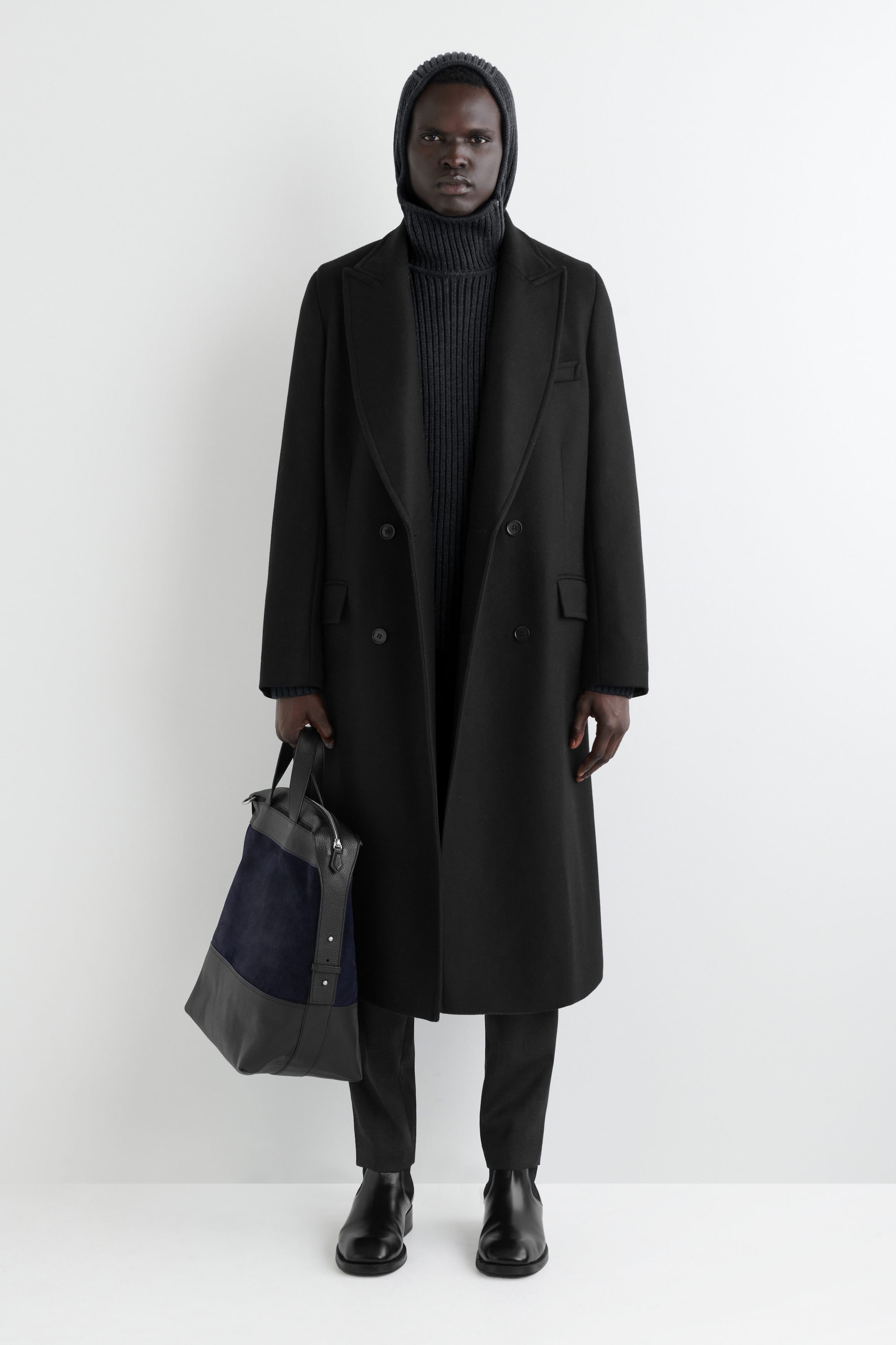 CHUNKY RIBBED WOOL-COTTON HOODIE