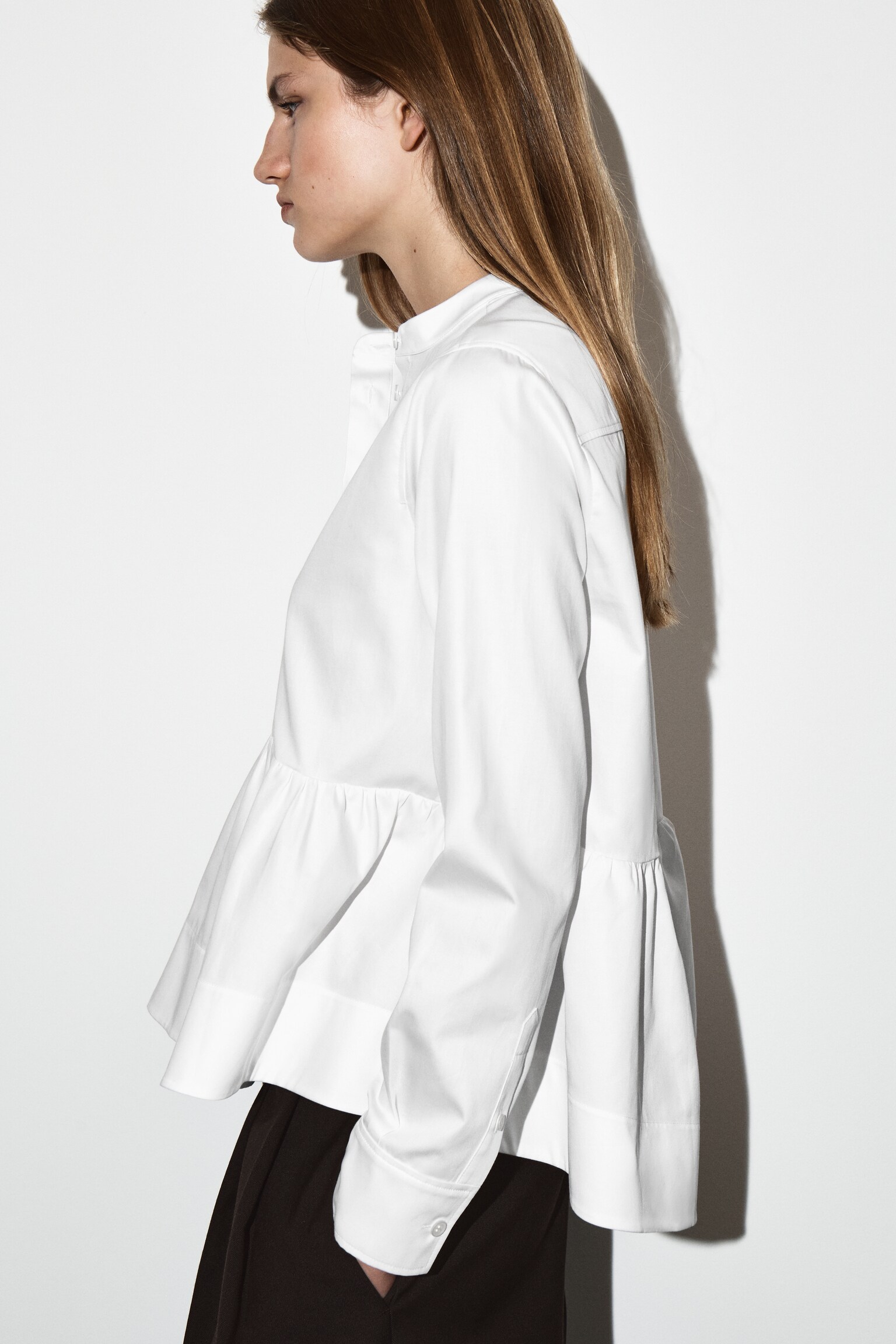CHEMISE À BASQUE EN COTON - BLANC - 4