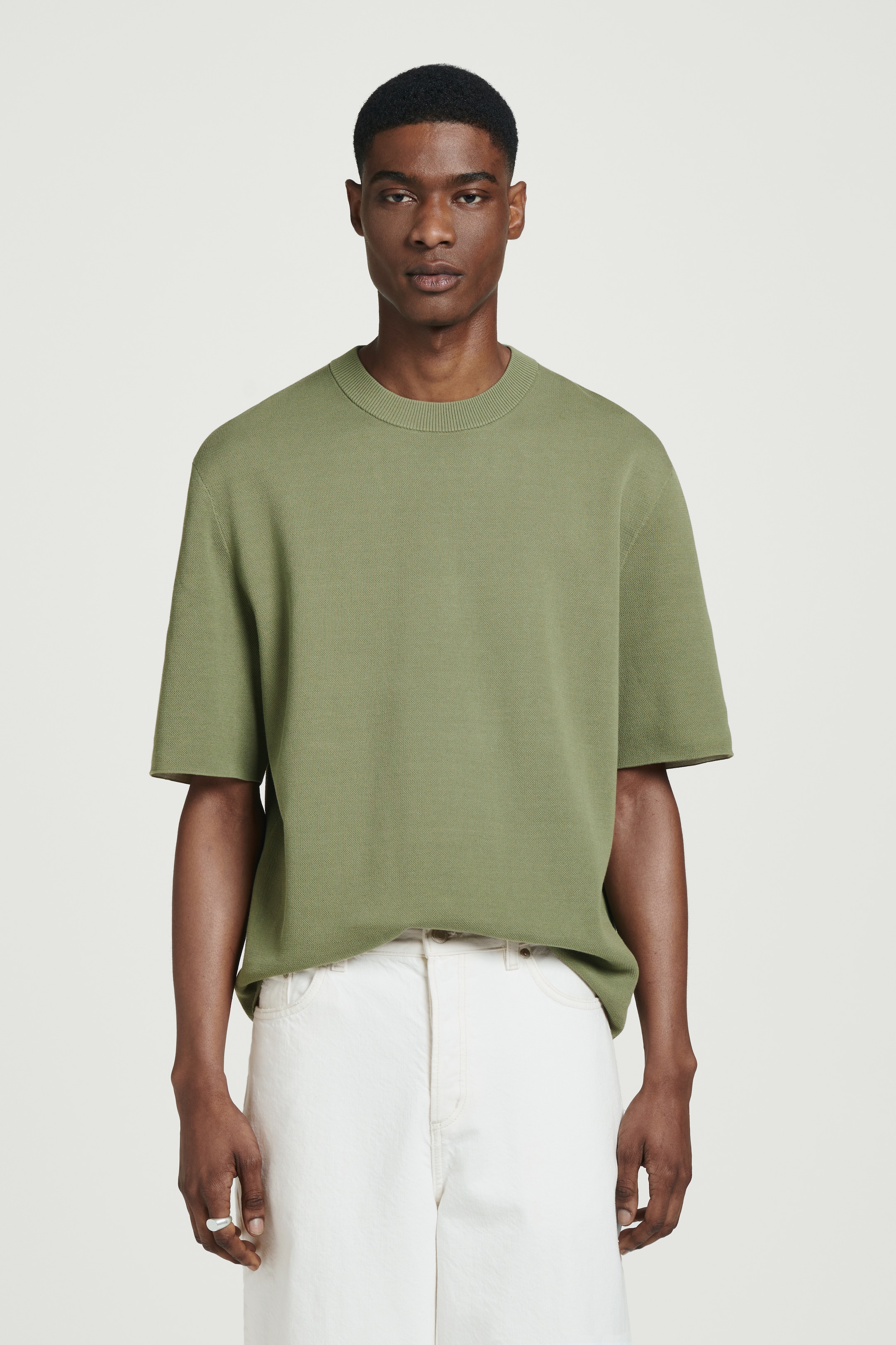View larger image: RELAXED DOUBLE-FACED KNIT T-SHIRT - GREEN - Men | H&M GB 1