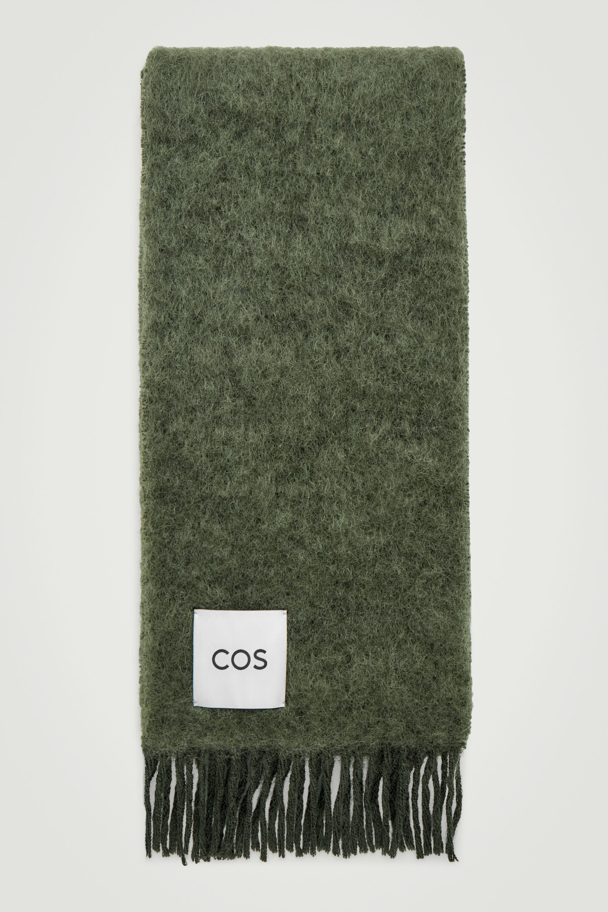 FRINGED MOHAIR SCARF - KHAKI | COS