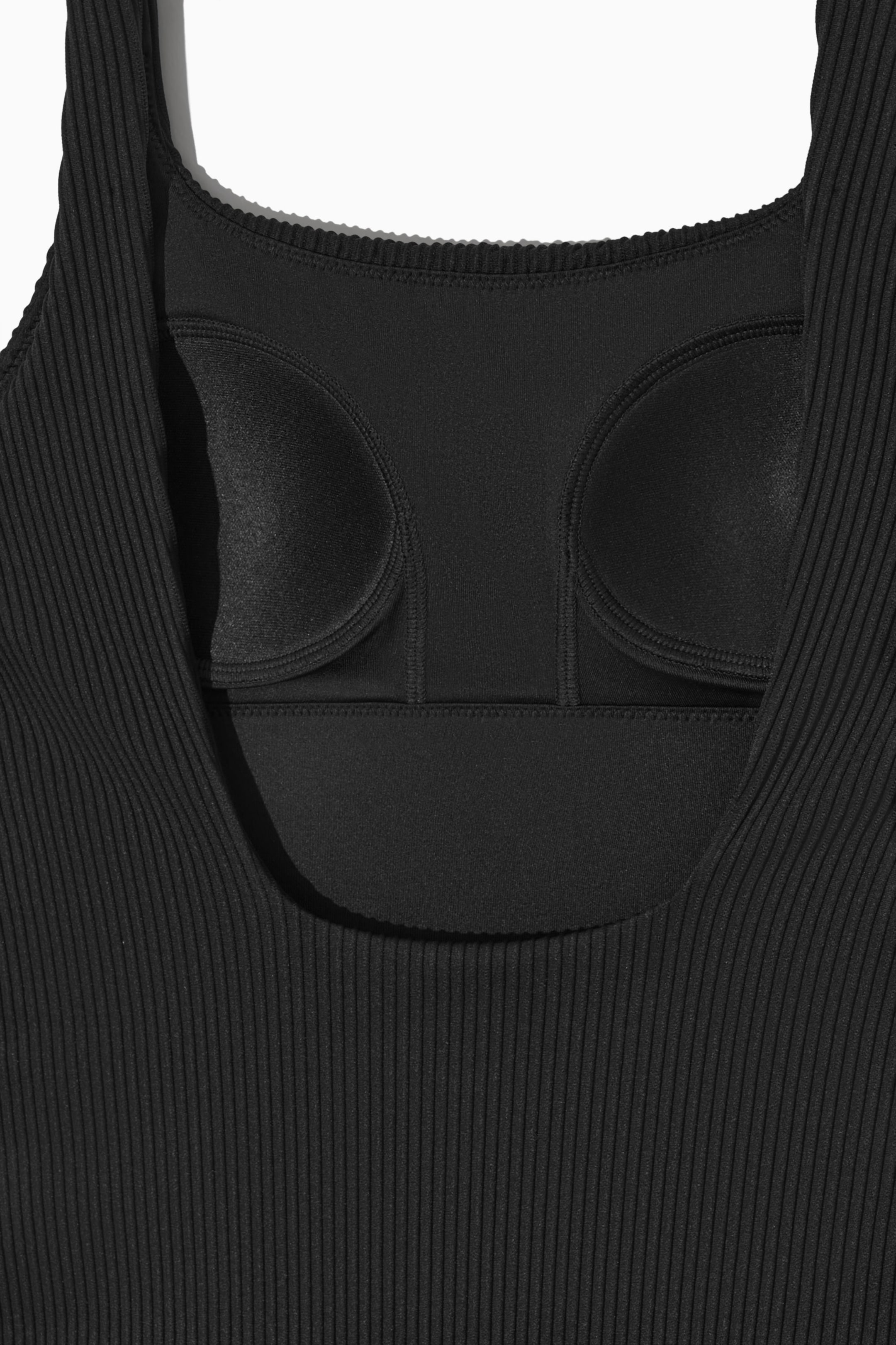 SQUARE-NECK RIBBED PADDED SWIMSUIT