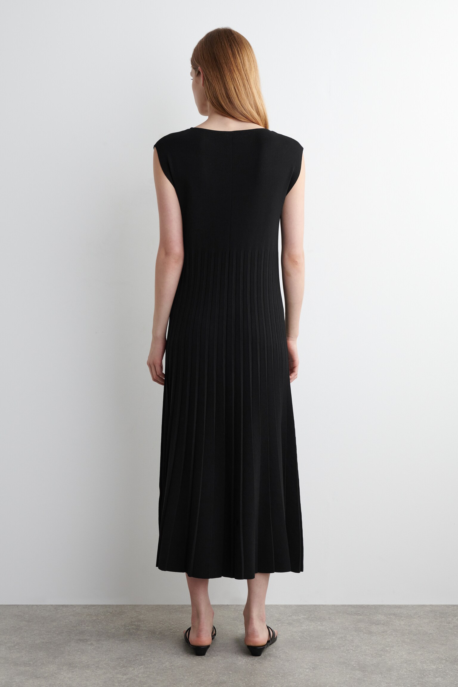 ABITO MAXI PLISSETTATO IN MAGLIA - NERO/VERDE - 5