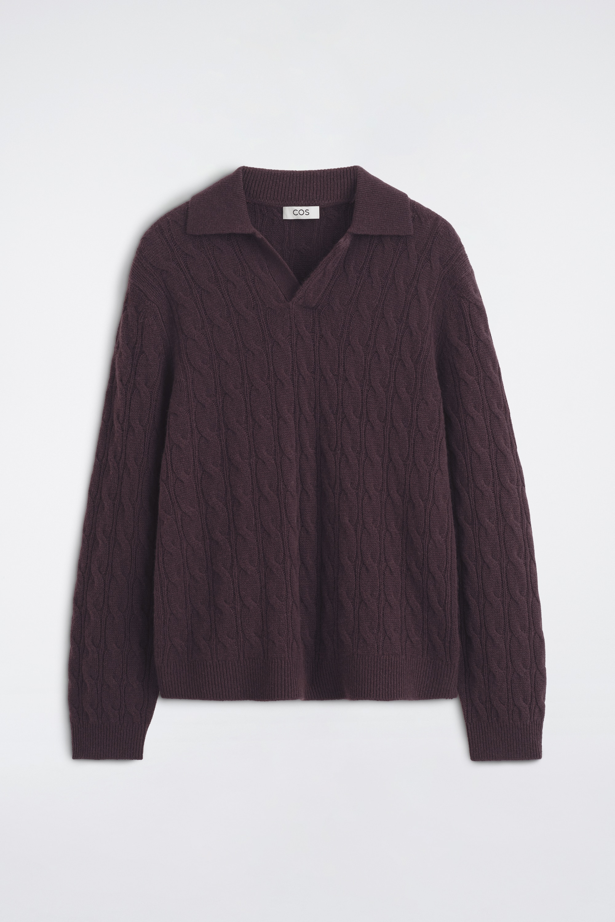 PULL POLO EN MAILLE DE CACHEMIRE TORSADÉE - BORDEAUX