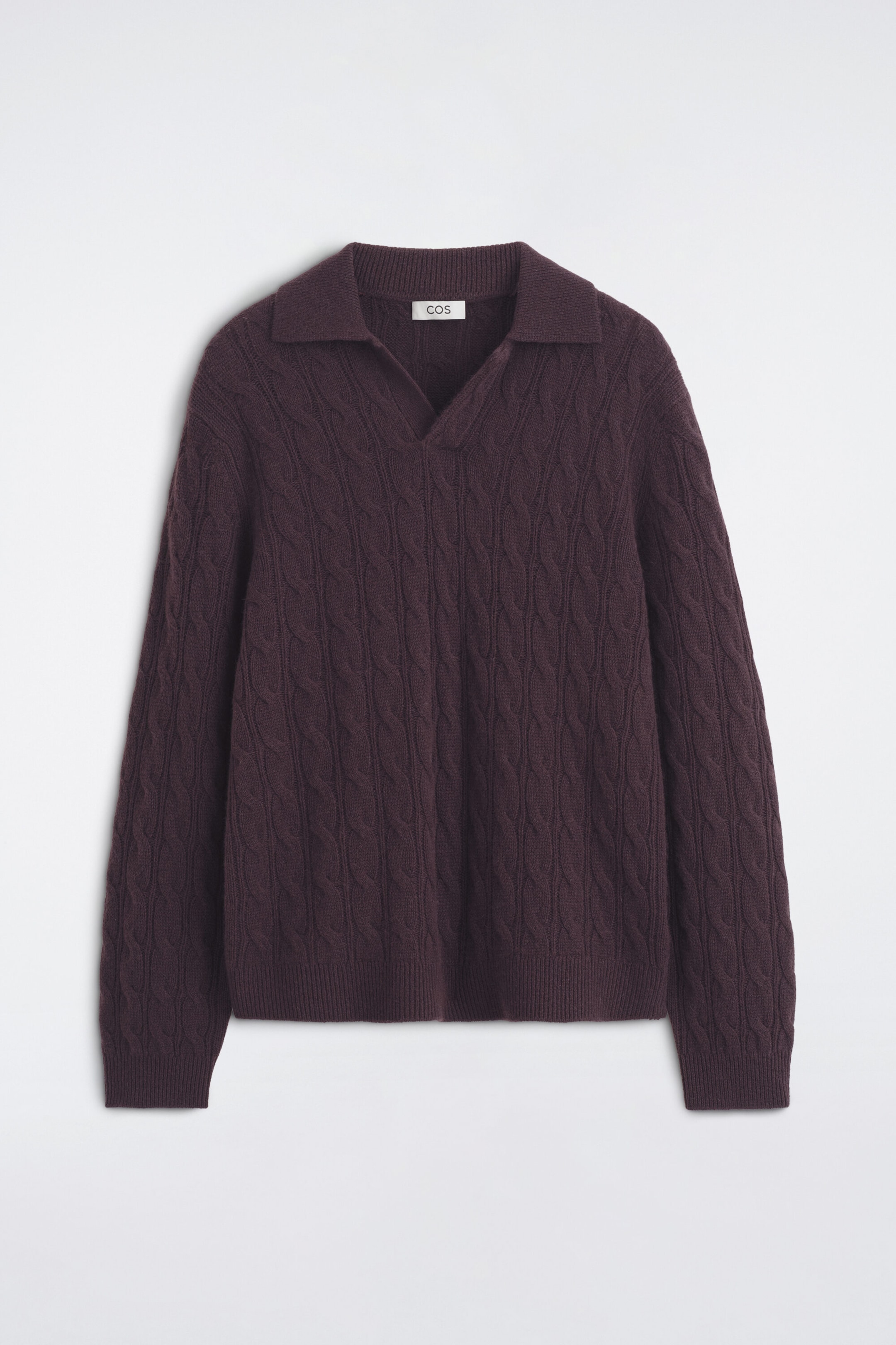 CABLE-KNIT CASHMERE POLO SWEATER