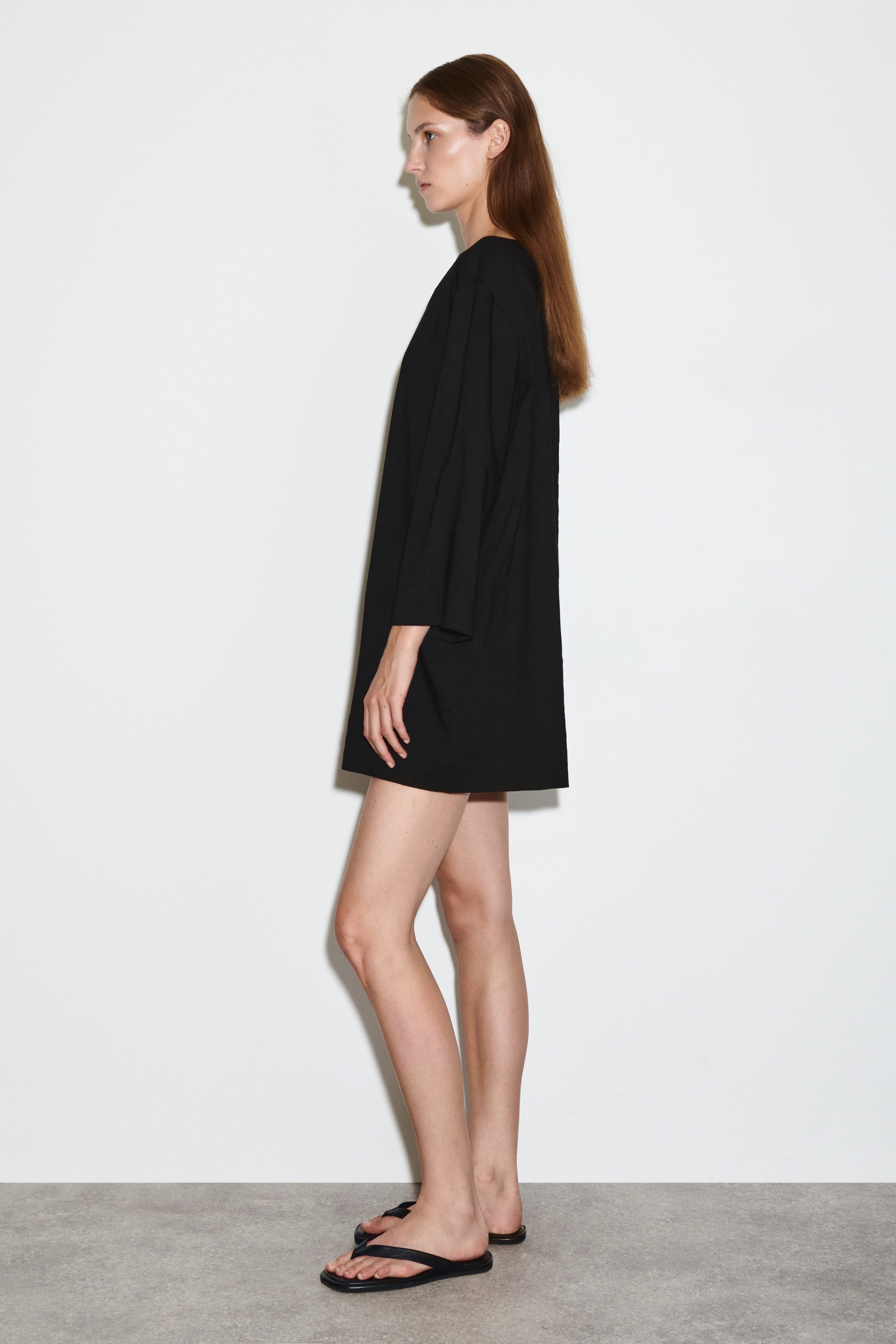 LINEN A-LINE MINI DRESS