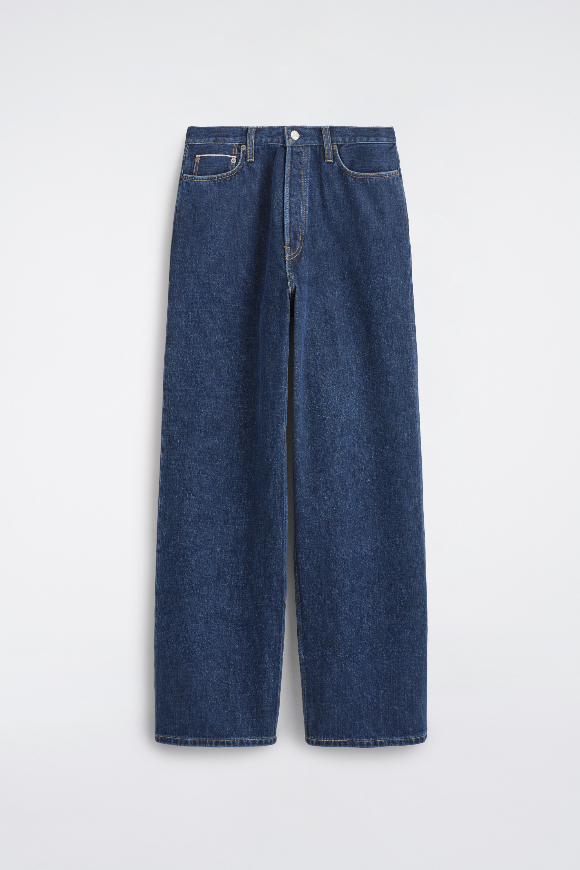 FOLD SELVEDGE LOOSE-FIT WIDE-LEG JEANS - DARK BLUE