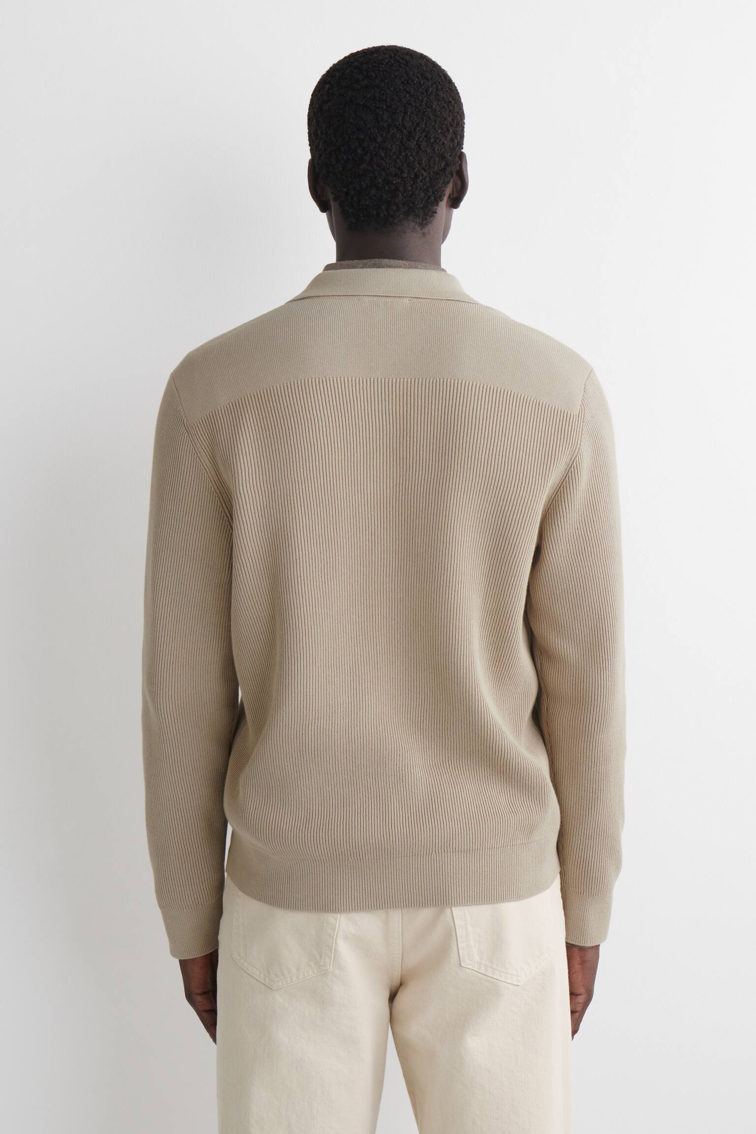 COTTON POLO JUMPER - BEIGE/NAVY - 5