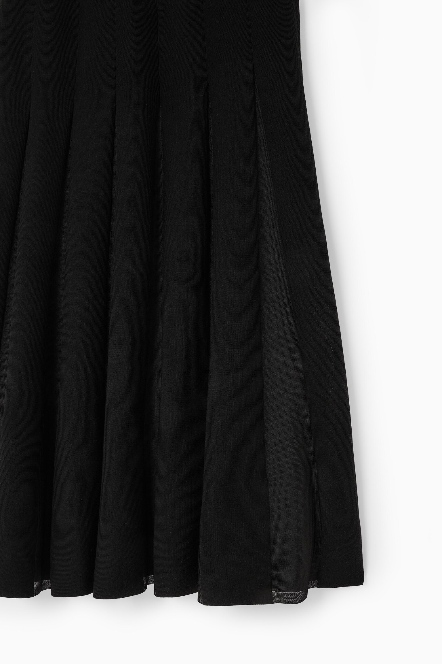 PLEATED RACER-NECK MAXI DRESS - BLACK - 2