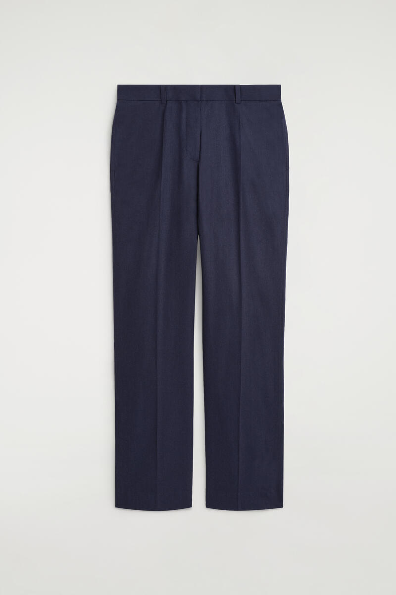 Wool-Blend Flared Trousers in Navy