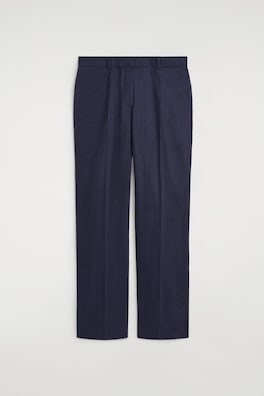 WOOL-BLEND FLARED PANTS — NAVY 8