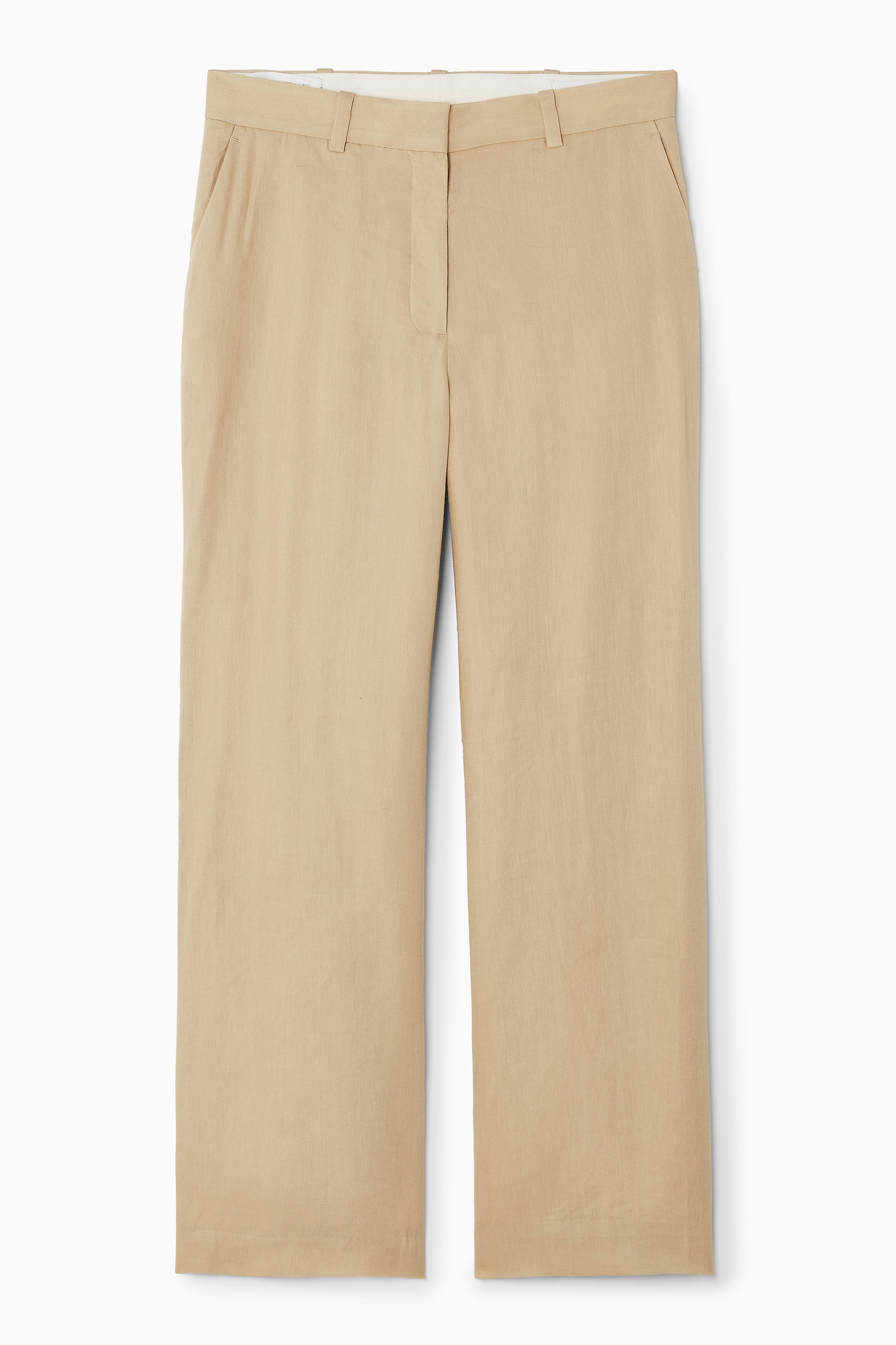 LINEN-BLEND FLARED TROUSERS - BEIGE | COS