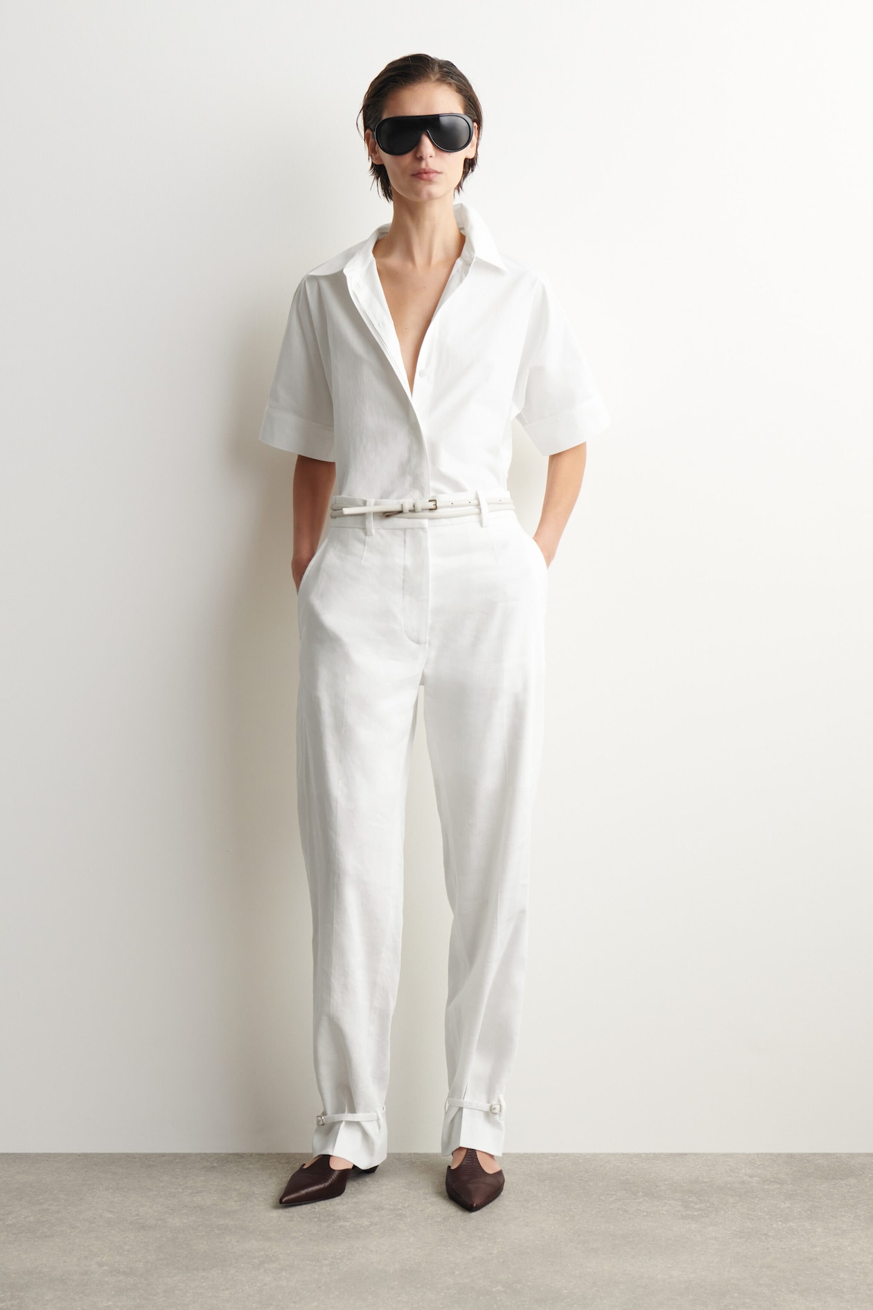 OVERSIZED SHORT-SLEEVED COTTON SHIRT — WHITE