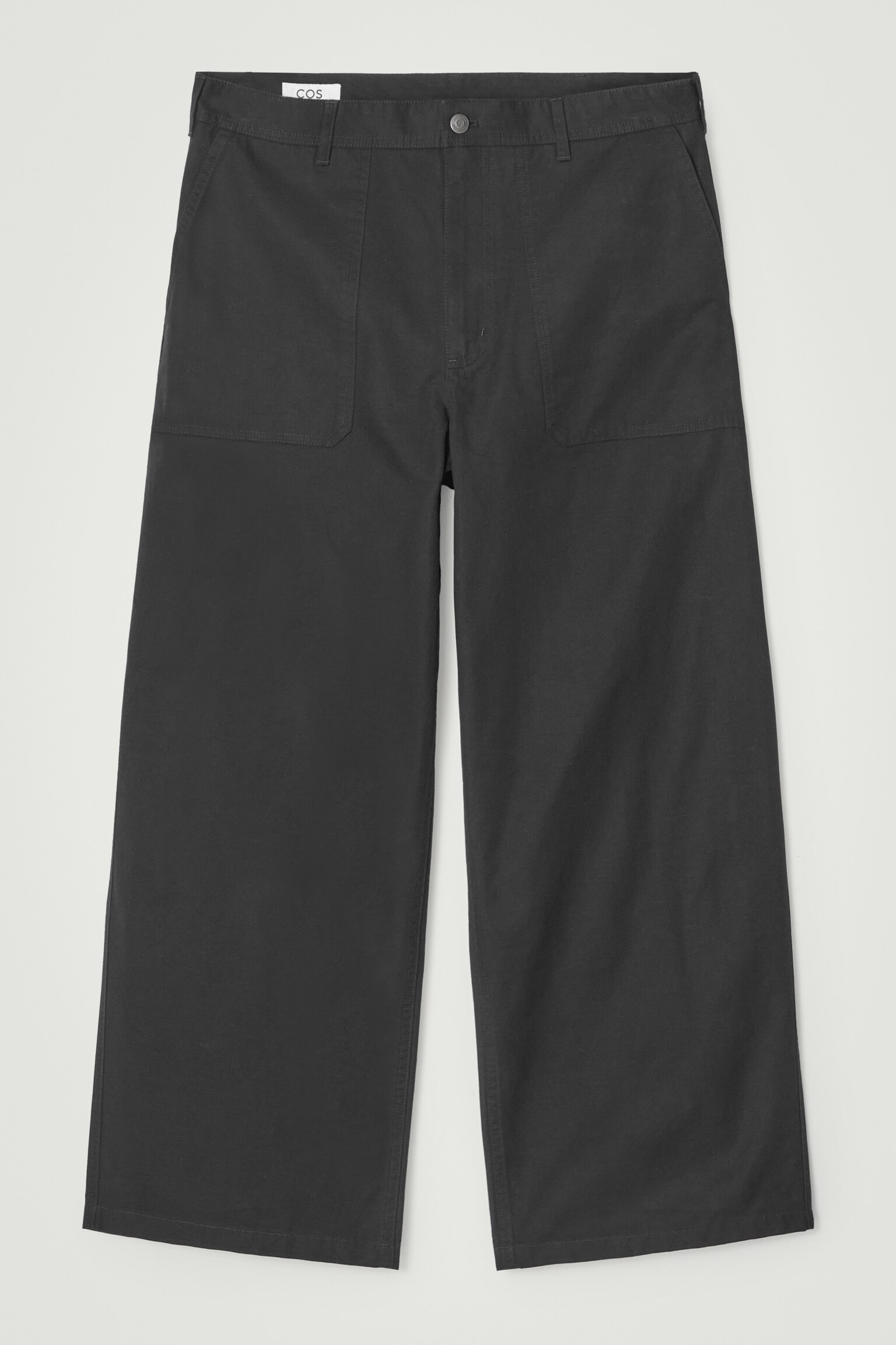 WIDE-LEG COTTON UTILITY TROUSERS - BLACK/MOLE