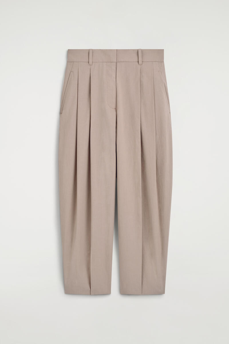Tailored Cotton Barrel-Leg Pants