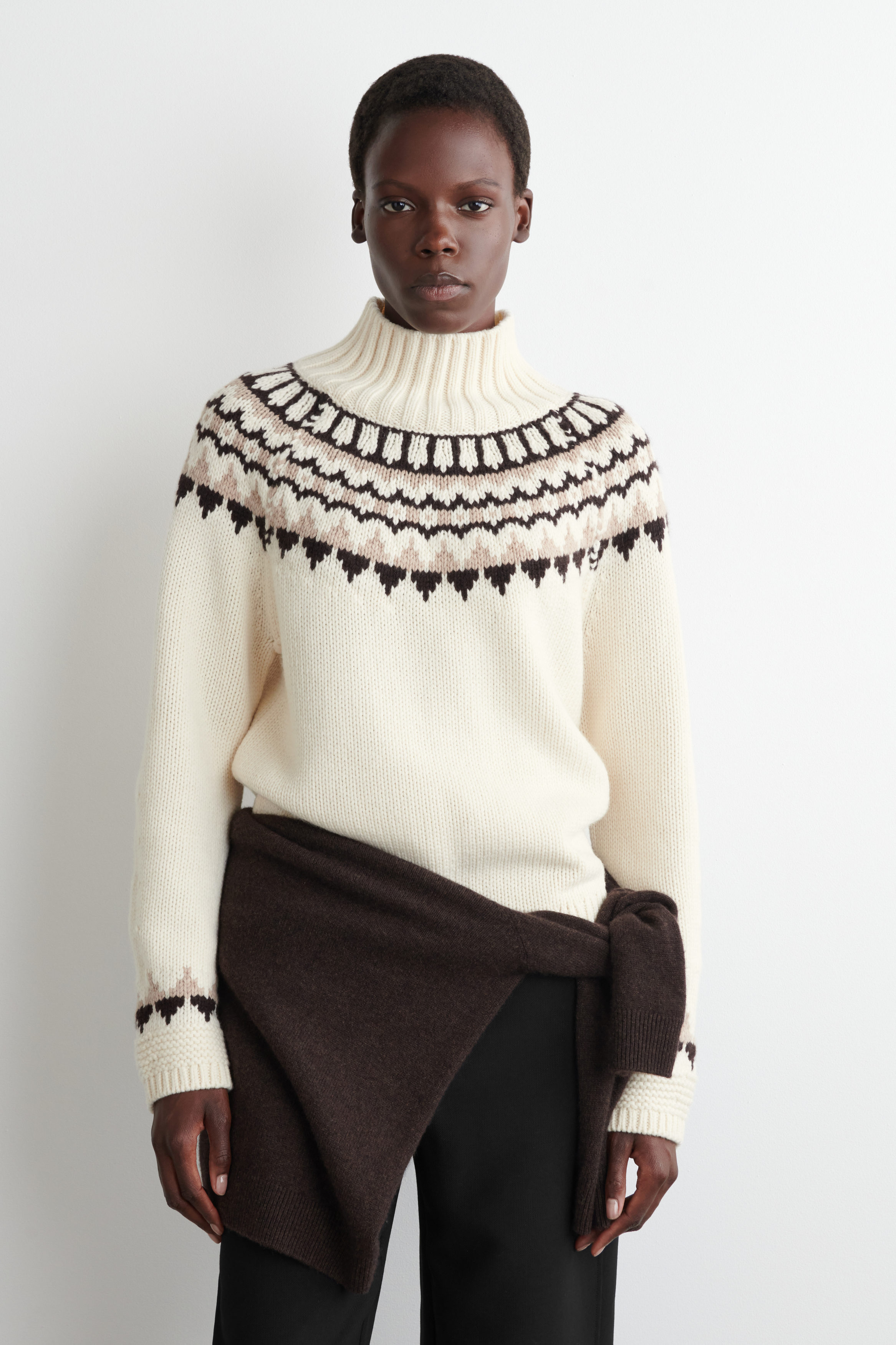 FAIR ISLE WOOL-CASHMERE JUMPER - CREAM / BROWN / PINK | COS IE