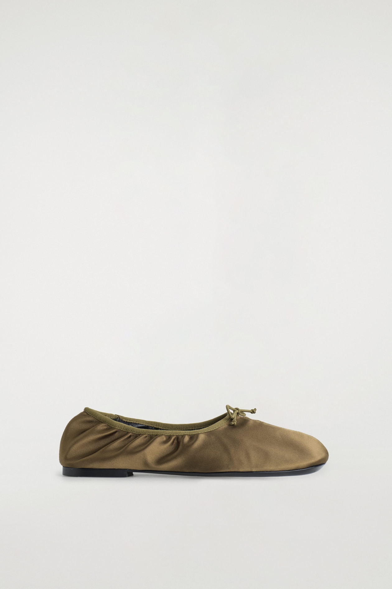 SATIN BALLET FLATS — KHAKI