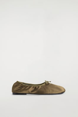 SATIN BALLET FLATS — KHAKI 4