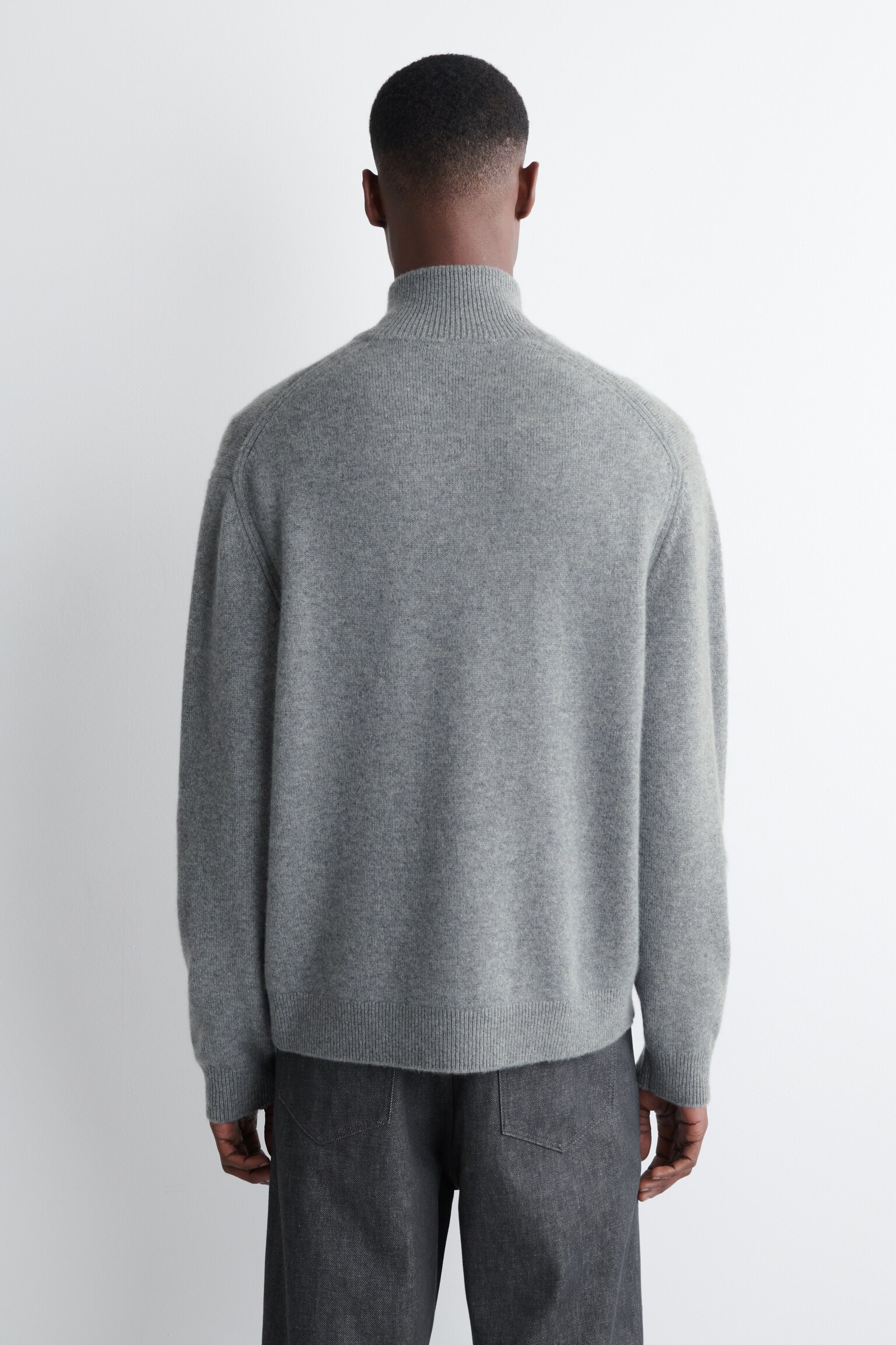 PULL ZIPPÉ EN CACHEMIRE - GRIS/BRUN FONCÉ - 6