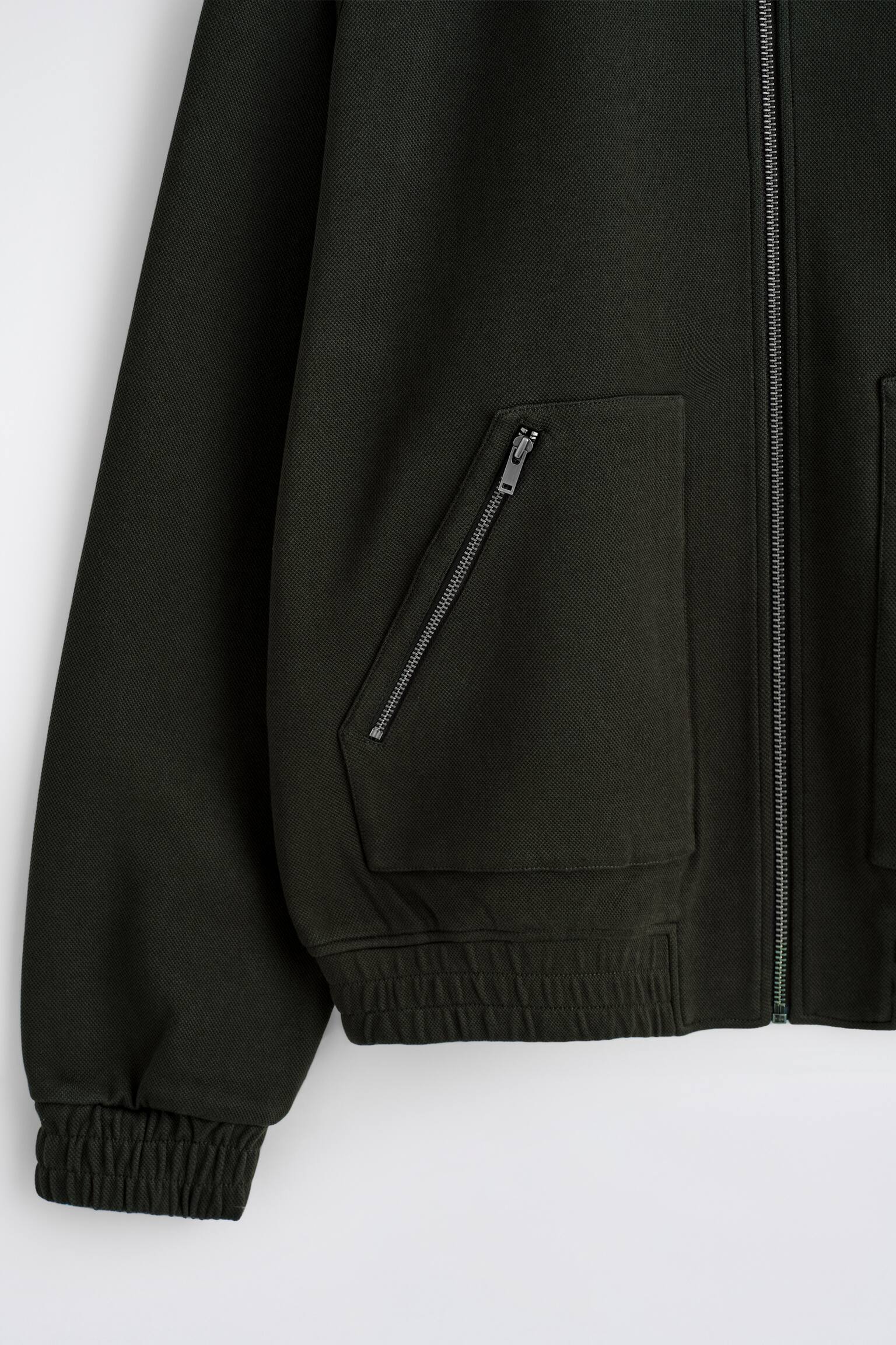 COTTON-JERSEY BOMBER JACKET - ירוק כהה/כחול כהה - 6