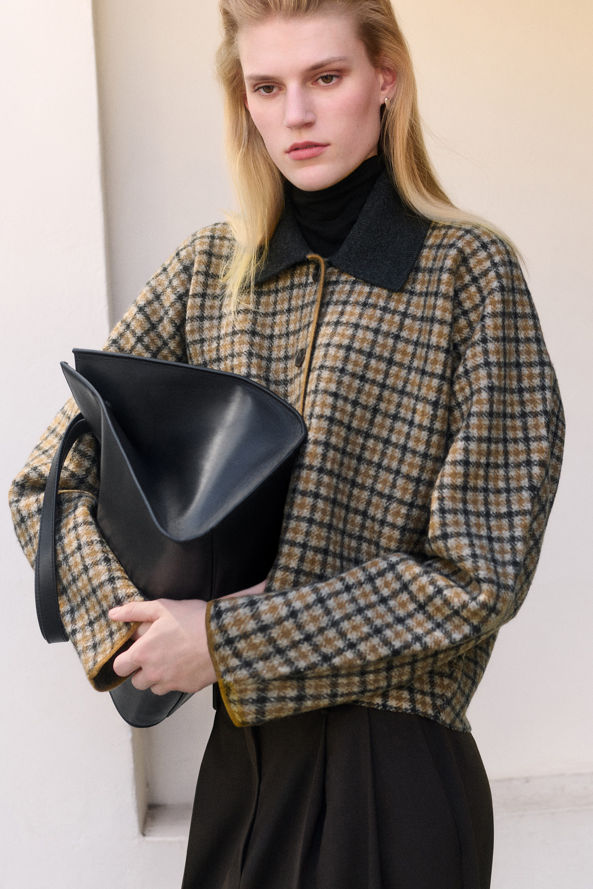 あんずWOOLSILKHERRIGBONE SHORTCOAT あんずWOOLSILKHERRIGBONE