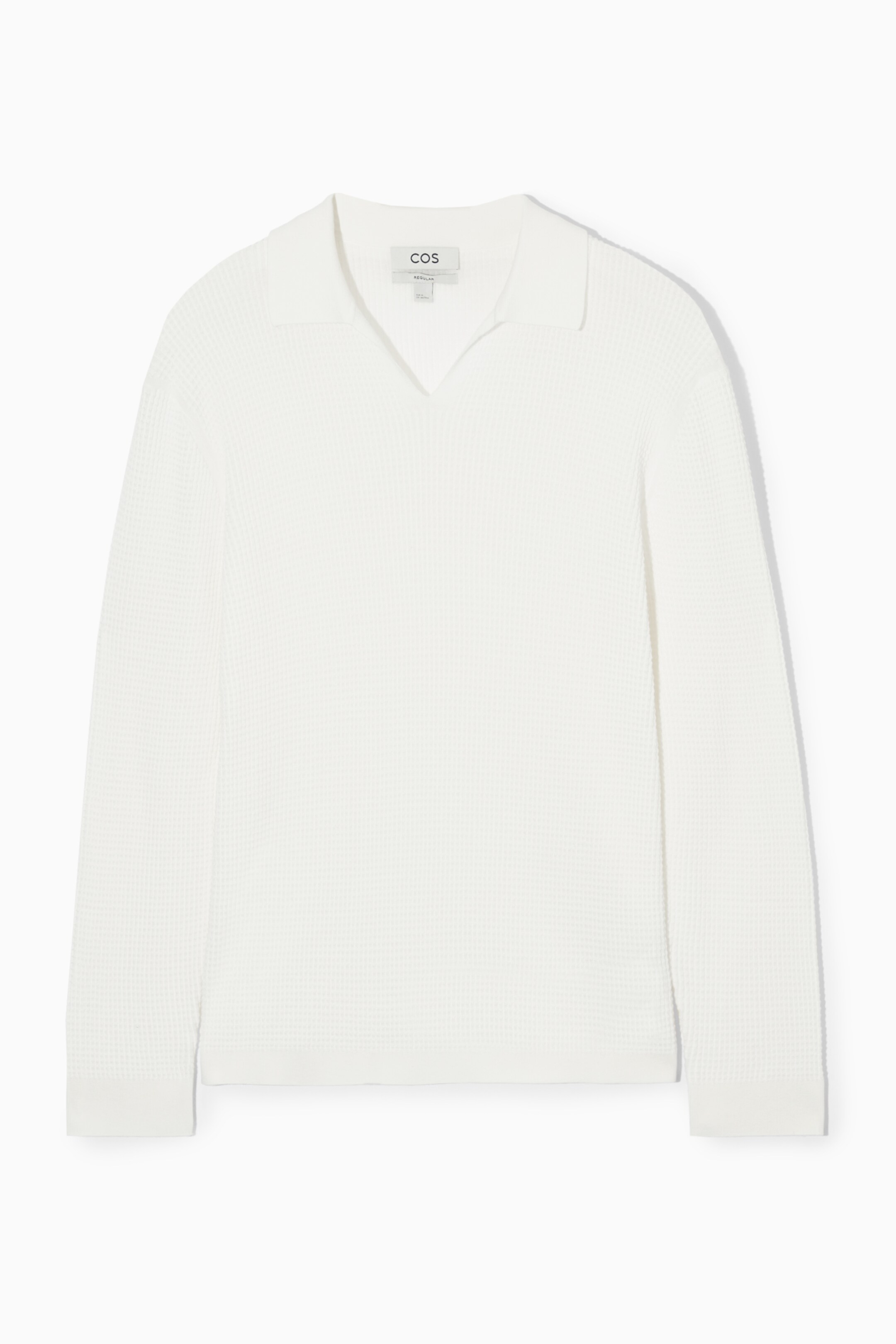 View larger image: REGULAR WAFFLE-KNIT LONG-SLEEVE POLO SHIRT - CREAM - Men | H&M GB 1