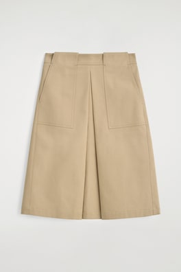 DECONSTRUCTED PLEATED COTTON MIDI SKIRT — BEIGE 6