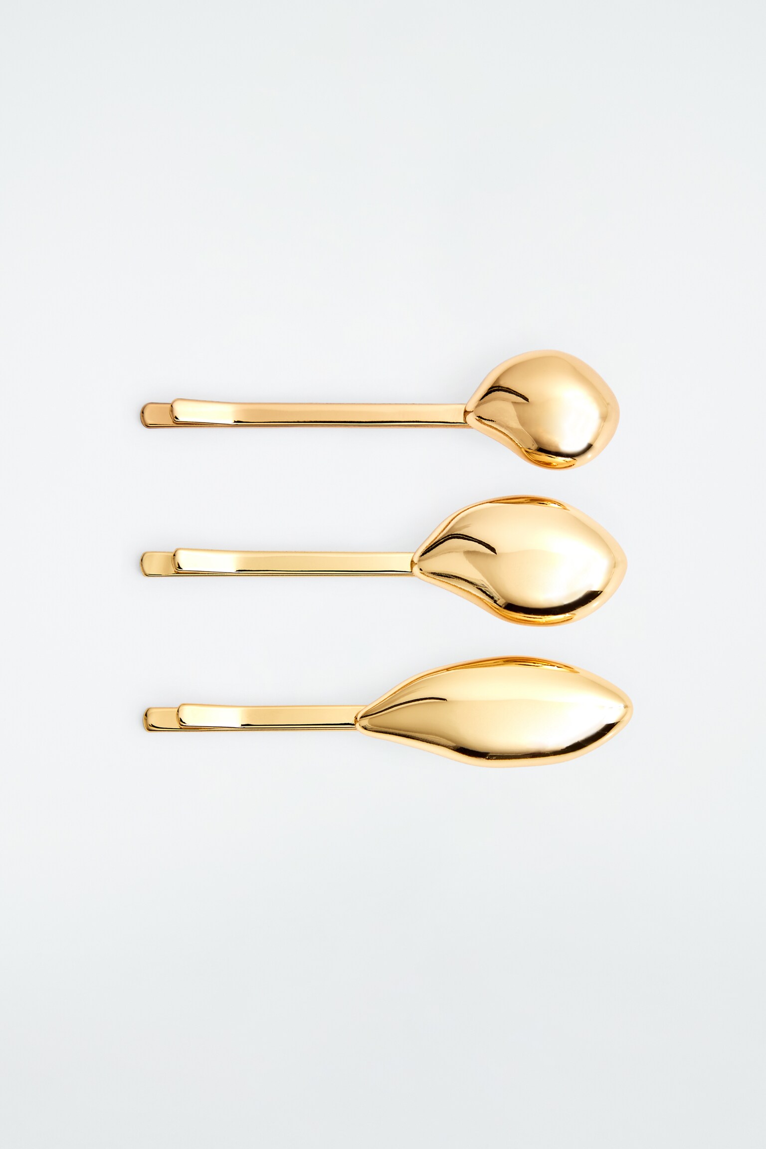 3-PACK CHUNKY DROPLET HAIR SLIDES - GOLD/SILVER