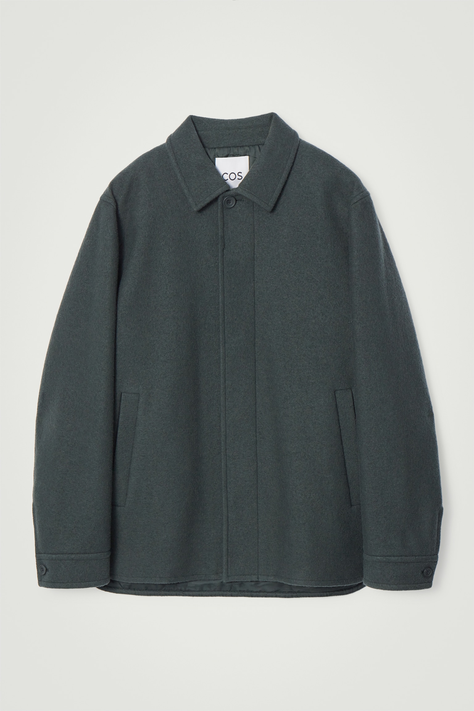 FELTED WOOL JACKET - DARK GREEN - 2
