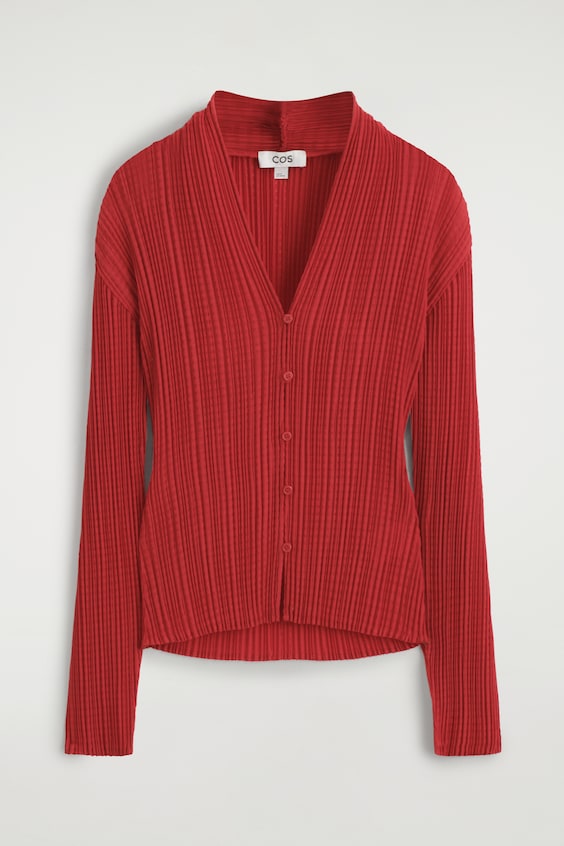 PLISOWANY KARDIGAN W ŻAKARDOWY WZÓR