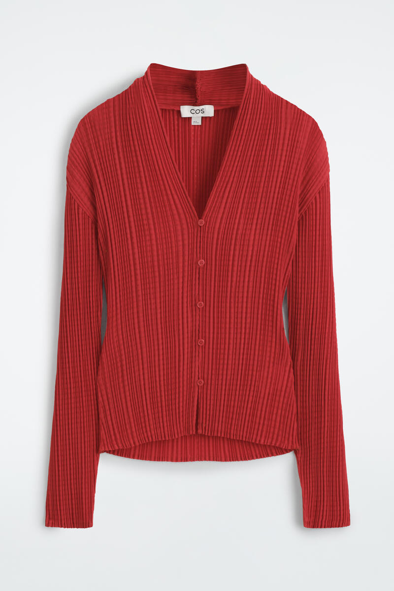 Pleated Jacquard Cardigan