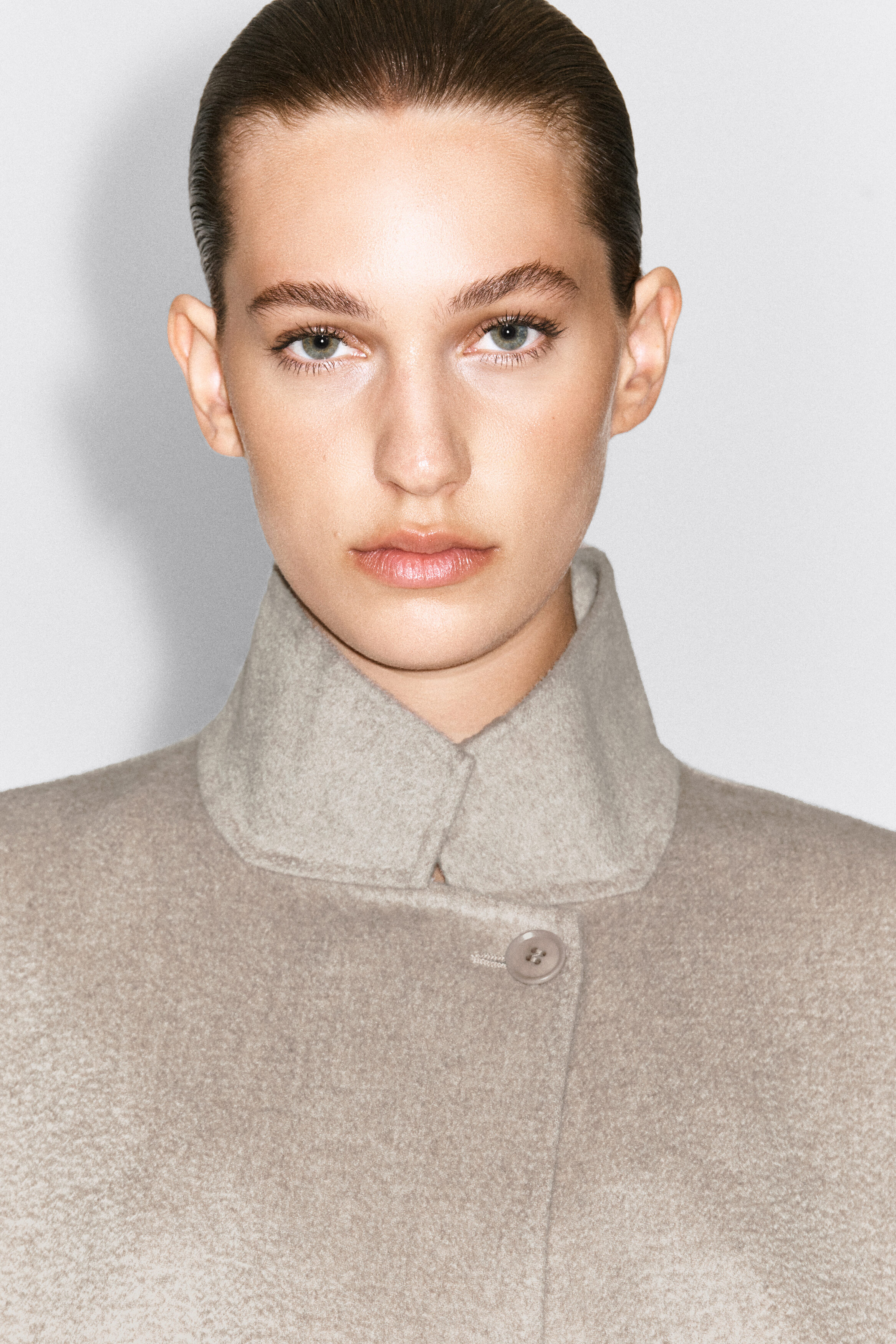 DOUBLE-FACED CASHMERE MOCK-NECK JACKET - OAT | COS US