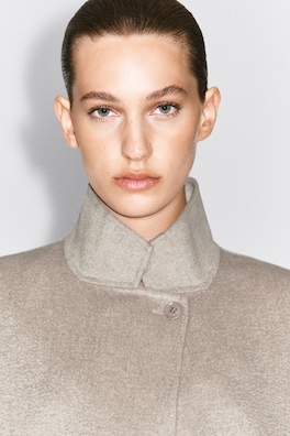 DOUBLE-FACED CASHMERE MOCK-NECK JACKET — OAT 6