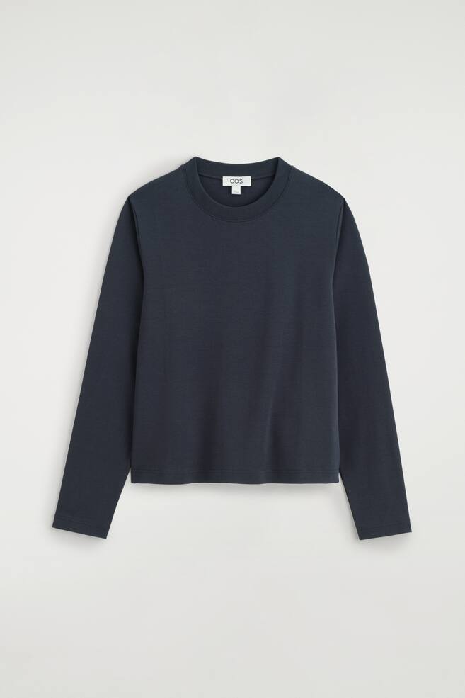 T-SHIRT A MANICHE LUNGHE DALLE LINEE PULITE - BLU NAVY/NERO/BIANCO - 1