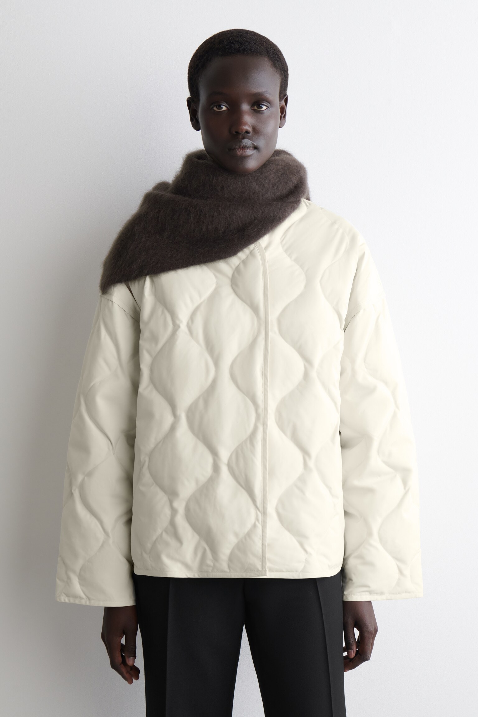 OVERSIZED-STEPPJACKE - ELFENBEIN/DUNKELBRAUN - 3