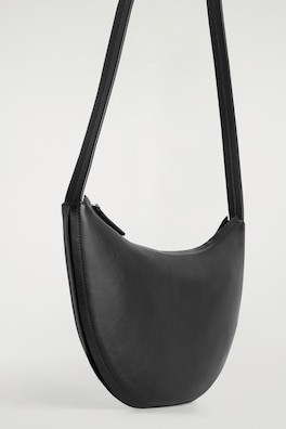 CURVED SHOULDER BAG - LEATHER — BLACK 4