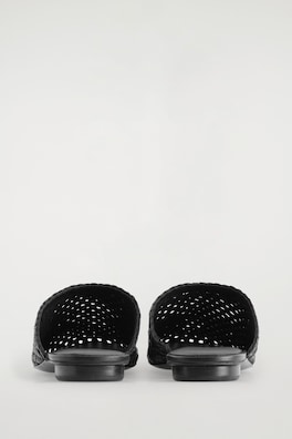 BRAIDED LEATHER MULES — BLACK 2