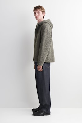 HOODED TEDDY JACKET — LIGHT-BROWN MÉLANGE 3