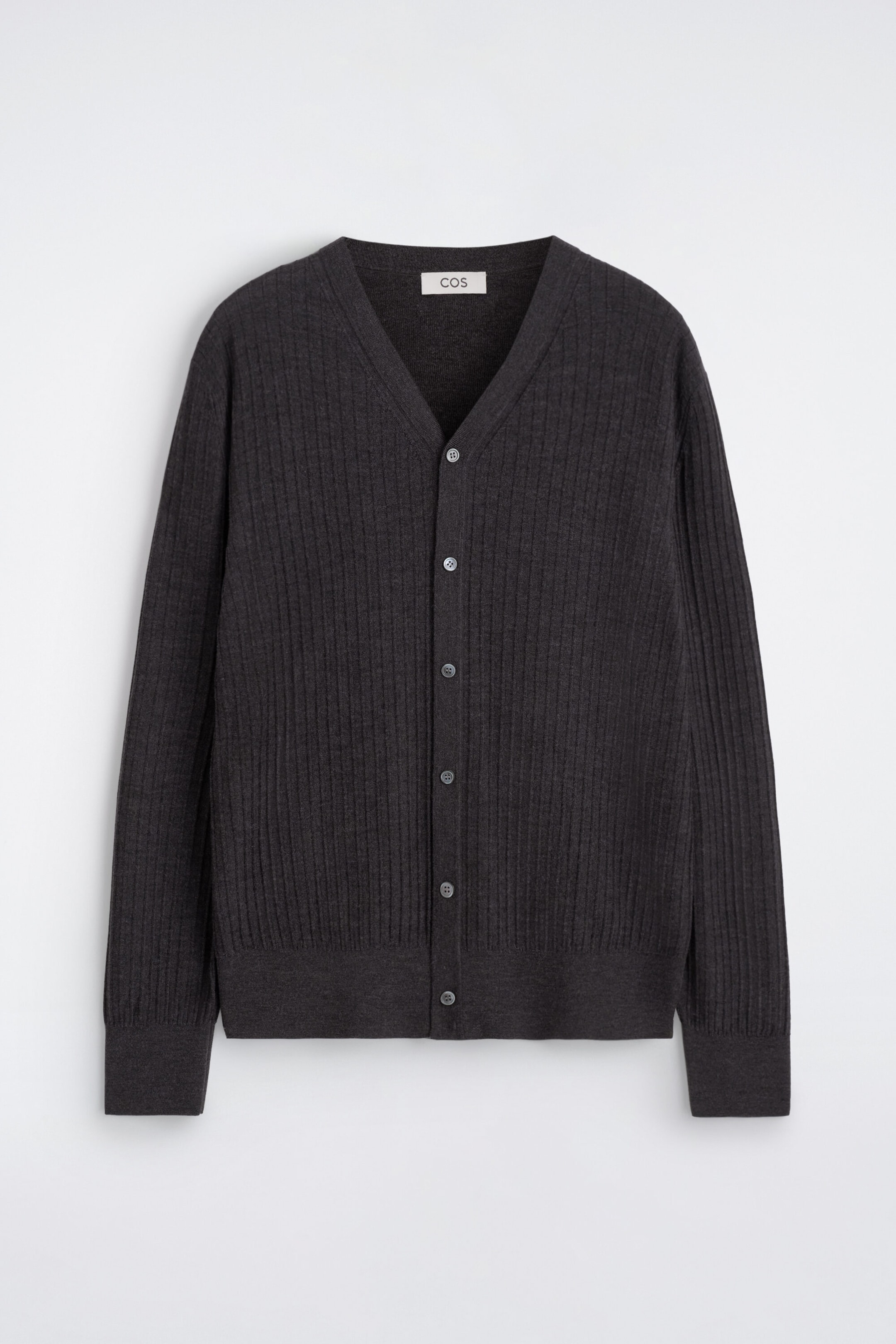 CARDIGAN A COSTE IN LANA MERINO CON SCOLLO A V