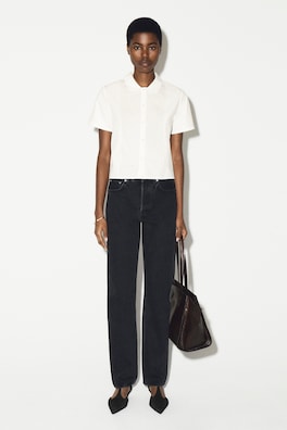 CURVED-COLLAR COTTON-POPLIN SHIRT — WHITE 7