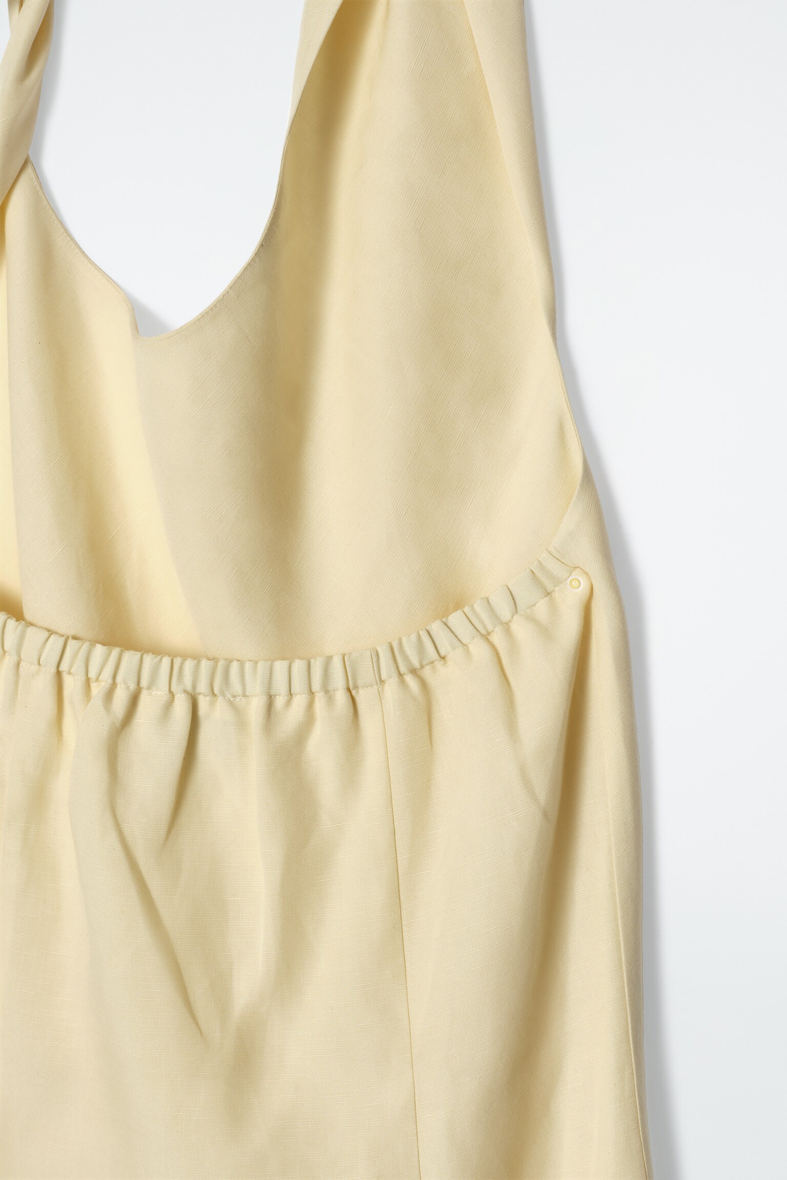 VESTIDO CON CUELLO HALTER EN MEZCLA DE LINO - AMARILLO MANTEQUILLA/NEGRO - 3