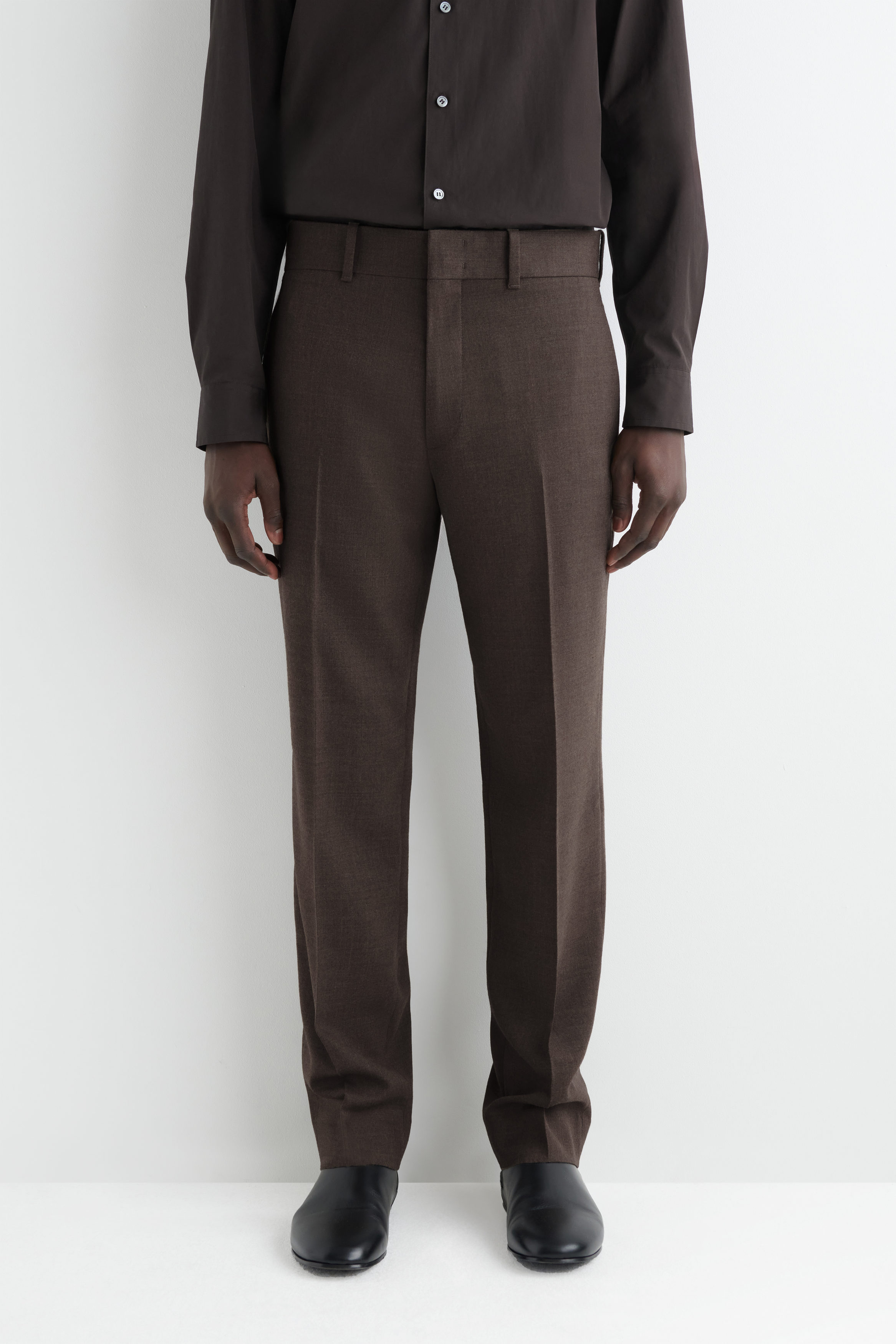 WOOL TAPERED PANTS - CHESTNUT MÉLANGE | COS US