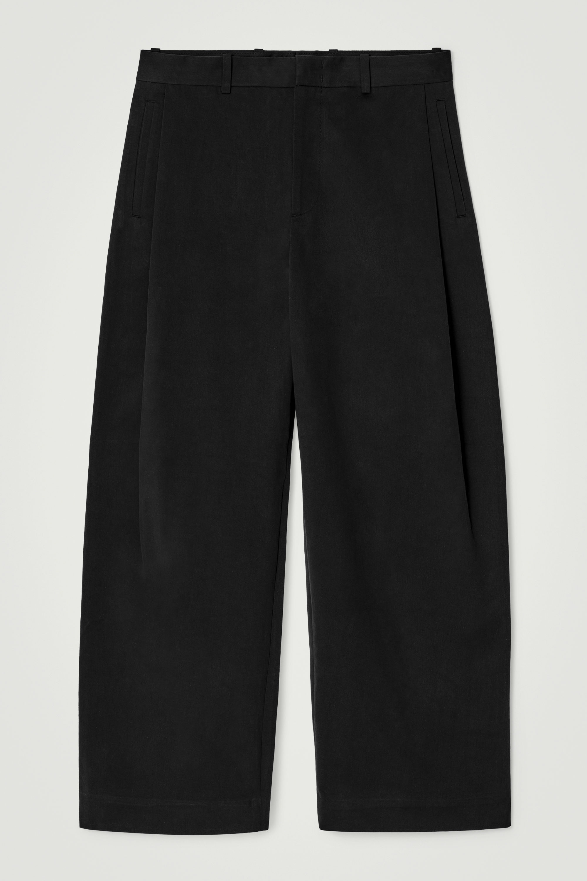【COSYHARU】Wide pleated pants PLEATED COTTON WIDE-LEG PANTS - BLACK | COS