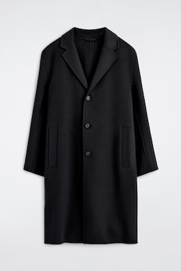 TAILORED DOUBLE-FACED WOOL-BLEND COAT — BLACK 7