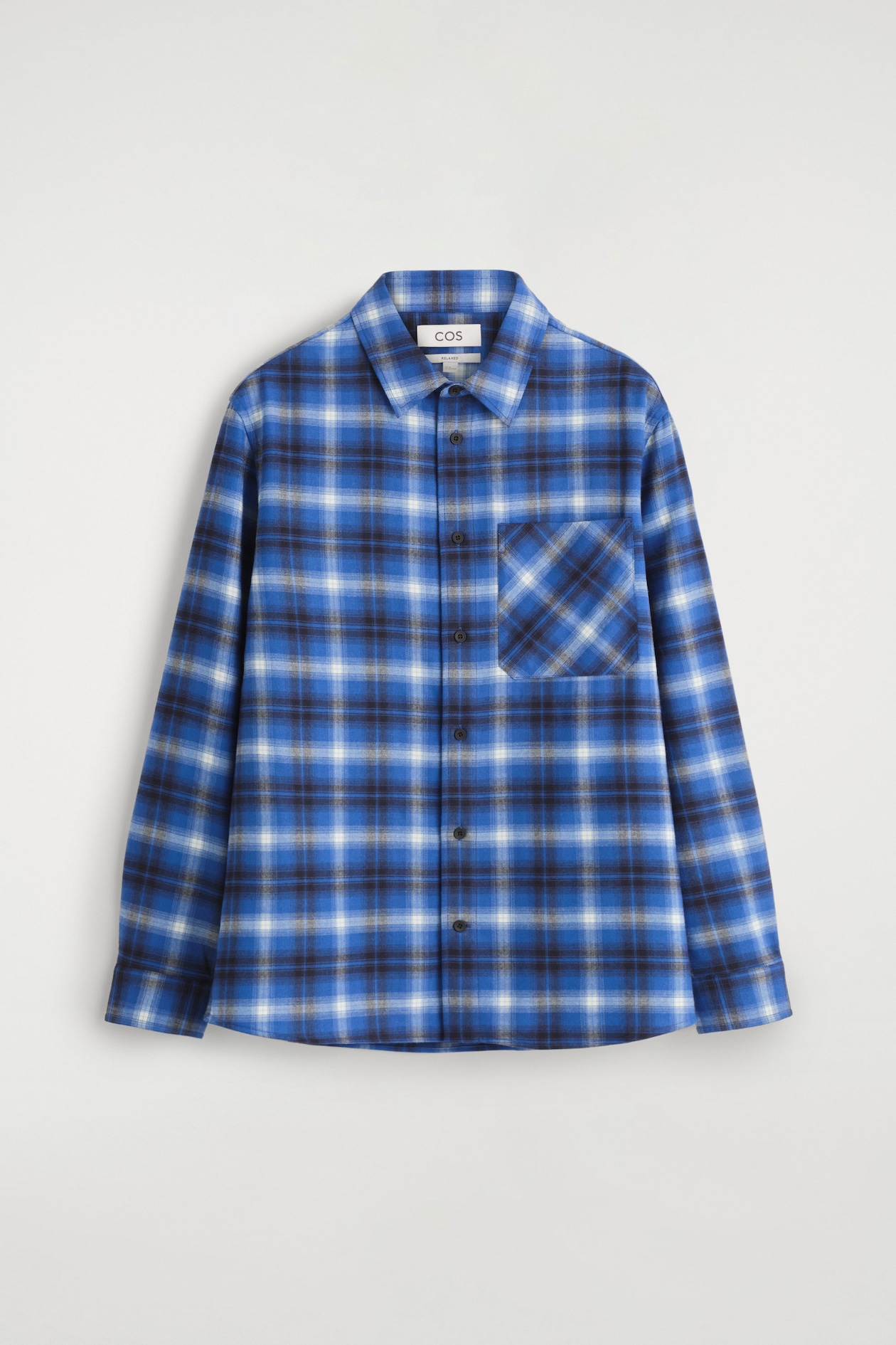 checkered blue dress shirt Blue Checkered Long-Sleeve Shirt – HolloMen main image 0