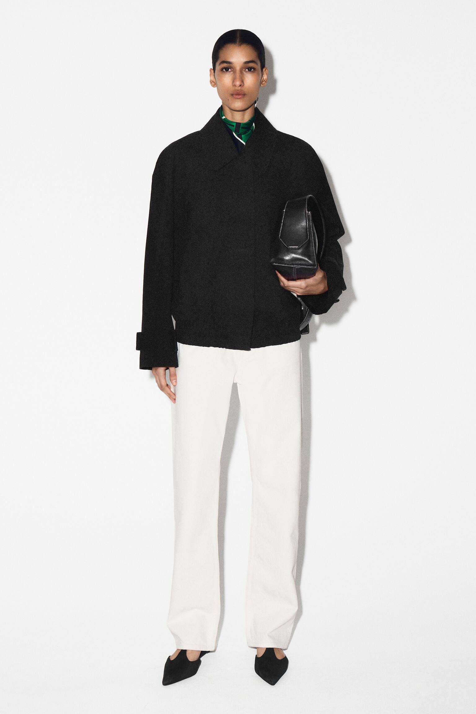 BLOUSON À SILHOUETTE ARRONDIE EN COTON-NOIR - 4