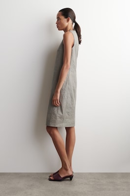 TEXTURED-LEATHER SHIFT DRESS — DOVE GRAY 3