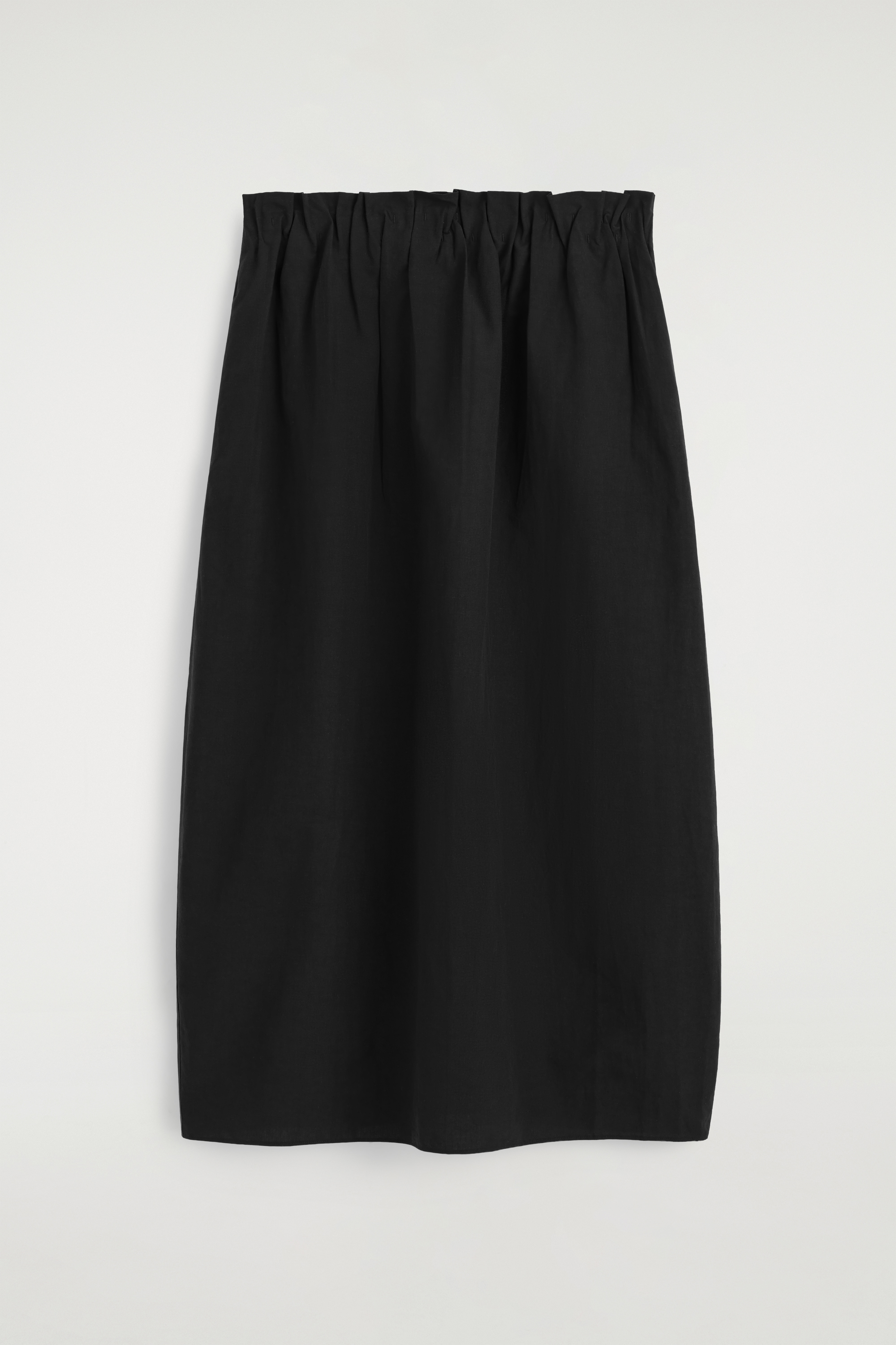 COTTON-LINEN BALLOON MIDI SKIRT - BLACK/PINK