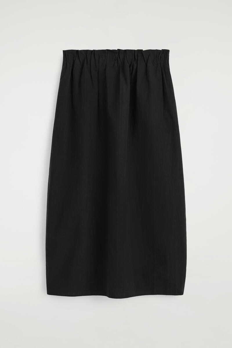 Cotton-Linen Balloon Midi Skirt